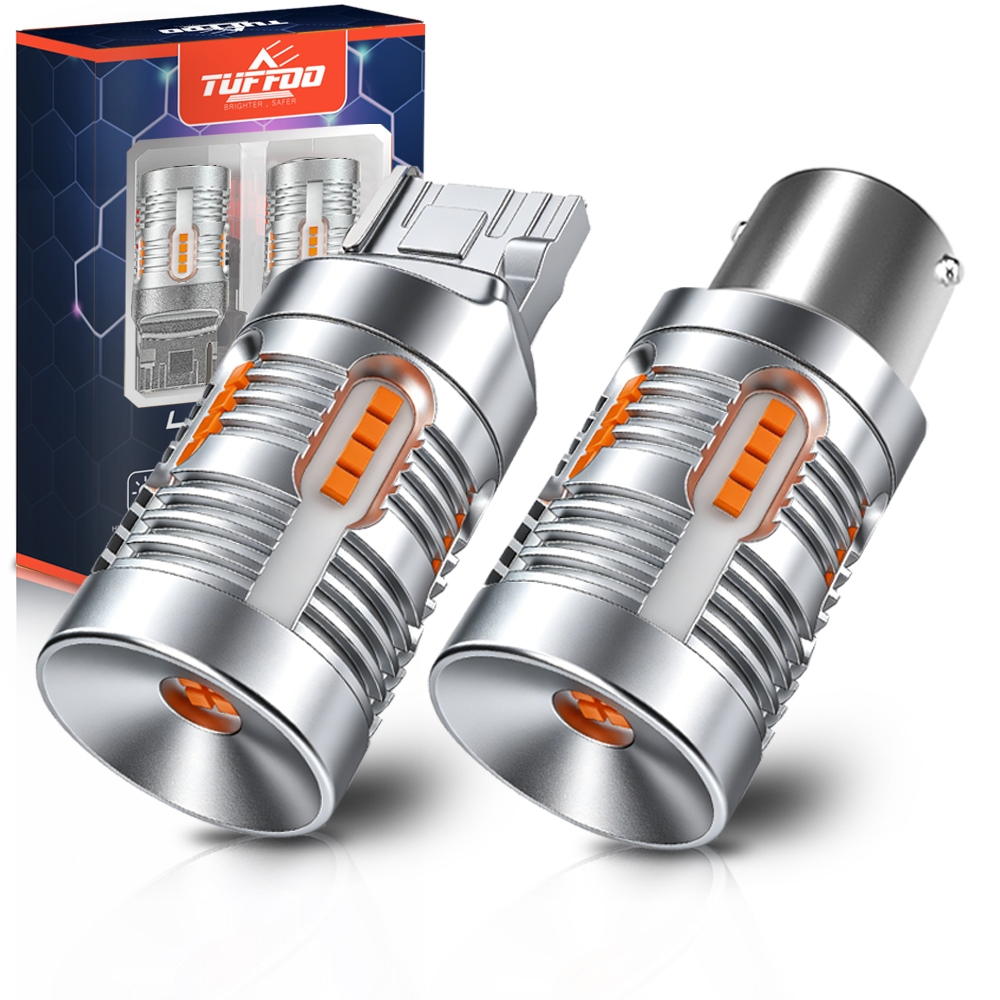 TUFFOO 1 คู่รถ LED ไฟเลี้ยว 1156 T20 Py21w Wy21w Bau15s 1156-150° P21w หลอดไฟ LED Canbus ไม่มี Hyperflash Amber สีเหลือง