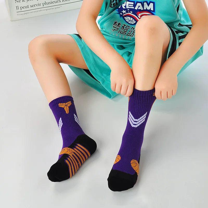 [Bangkok Ready Stock] NBA Star Kids Sports Socks ถุงเท้าบาสเก็ตบอลดูดซับเหงื่อระบายอากาศสําหรับเด็กผ