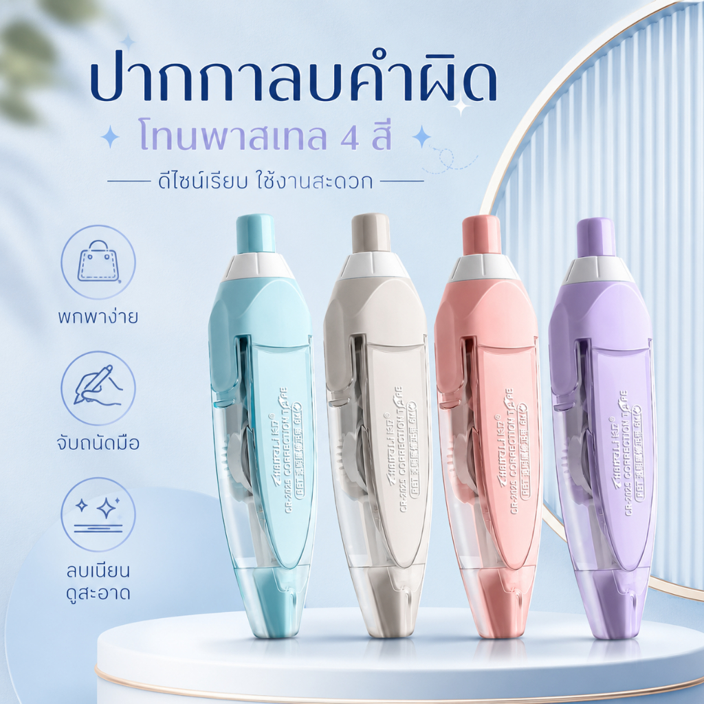 เทปแก้ไข เทปลบคำผิด ลายการ์ตูนน่ารัก ขนาด 5 มม. x 6 ม. เครื่องเขียน สำหรับโรงเรียน สำนักงาน A00092