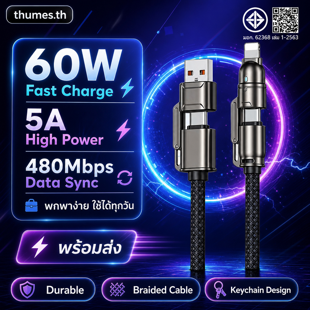 สายชาร์จเร็ว Type C เป็น Type C / Type C เป็น iOS PD60W 27W สายถักโลหะผสมสังกะสี 0.3m 1.2m พวงกุญแจส