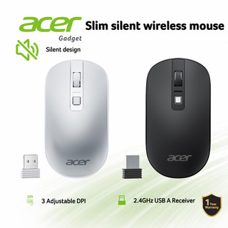 Acer Wireless Mouse Silent for Laptop 2.4GHz Slim Computer Mouse with 4 Buttons 3 Adjustable DPI USB-A Receiver 1600 DPI Compatible with PC/ Mac/ Desktop/ Computer M06
