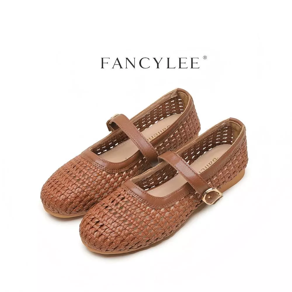 【ส่งจากไทย】Fancylee รองเท้าแมรี่เจนผู้หญิง รองเท้ารังผึ้ง หัวตัด เข็มขัดเดี่ยว รองเท้าแบน ระบายอากาศดี ใส่สบาย