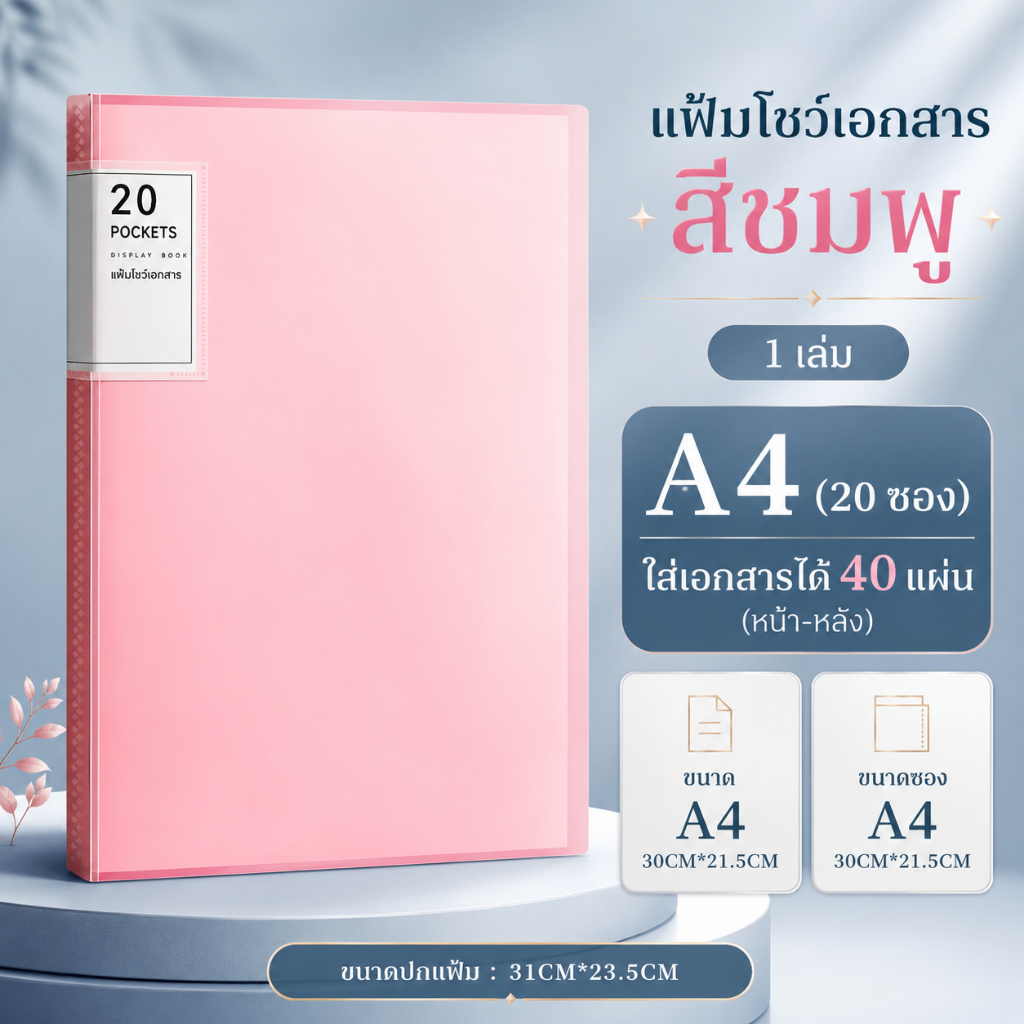แฟ้มเก็บเอกสาร A4 แฟ้มหลายช่อง 60/100 ช่อง ปกแข็ง ทนทาน ใส่เอกสารได้เยอะ สำหรับสำนักงาน A00095