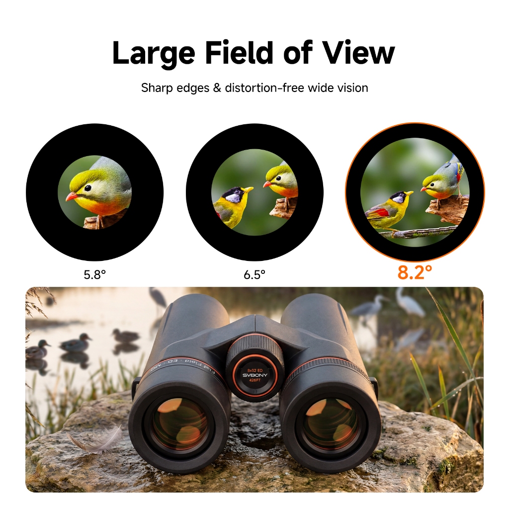 Svbony SA207 8x32 APO Birding กล้องส่องทางไกลไนโตรเจนที่เต็มไปด้วย IPX7 กันน้ํา FBMC สําหรับ Tropical Bird ดูและกลางแจ้ง — صورة 3