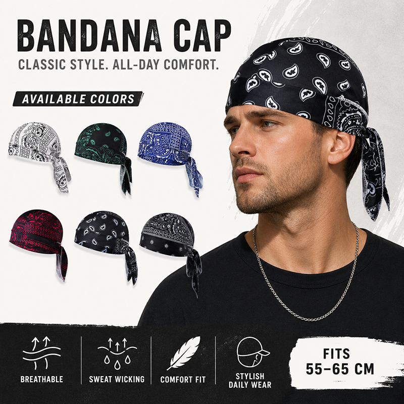 Paisley Durag หมวกโจรสลัดขี่จักรยานตาข่ายระบายอากาศหมวกโจรสลัดดูดซับเหงื่อหมวกกันน็อคฝาครอบศีรษะด้านใน