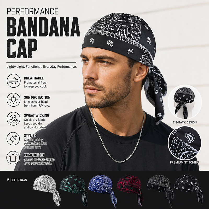 Tyanda Paisley Durag หมวกโจรสลัดขี่จักรยานตาข่ายระบายอากาศหมวกโจรสลัดดูดซับเหงื่อหมวกกันน็อคฝาครอบศีรษะด้านใน