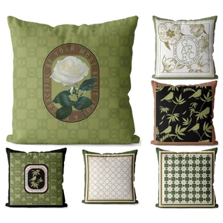 ปลอกหมอนสองด้านศิลปะสีเขียว ขนาด 70×70 60×60 55×55 40×40 สําหรับโซฟา ตกแต่งบ้าน