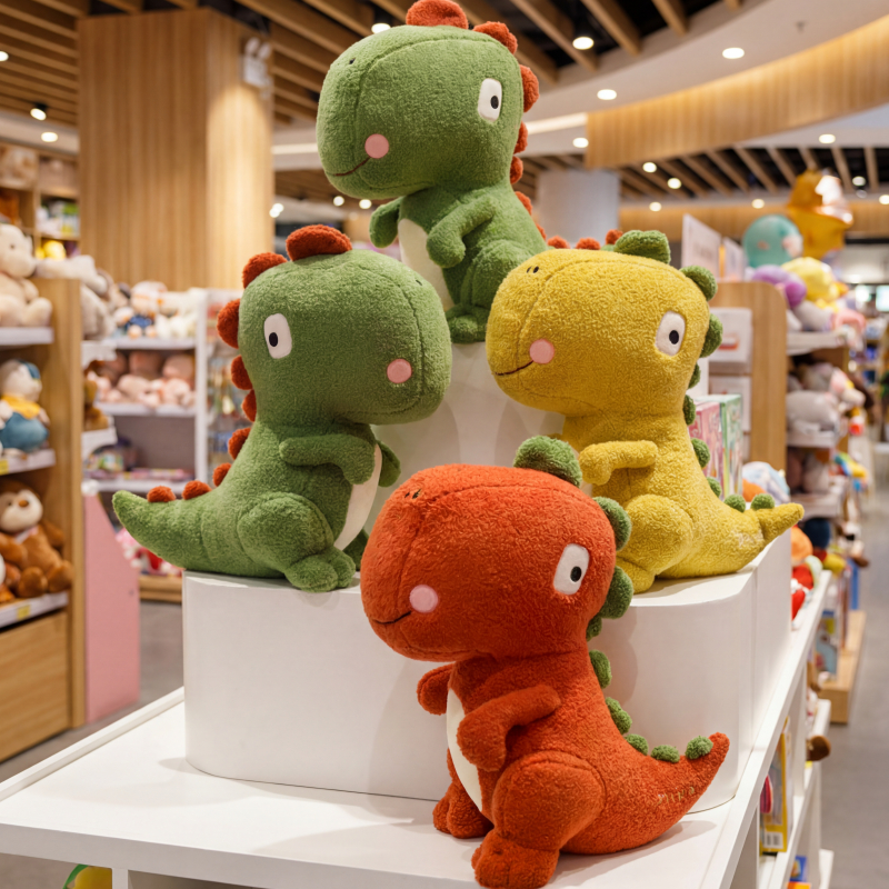 ตุ๊กตาไดโนเสาร์น่ารัก 25-45cm ไดโนเสาร์สีแดงเขียวเหลืองนุ่มสำหรับเด็กผู้ชาย สัตว์นุ่มนิ่ม ของขวัญหมอนนอน