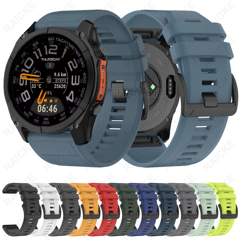 กีฬาสายรัดซิลิโคน Quick Release Watchband สําหรับ Garmin Fenix 8 51mm 47mm/ 7X pro / 6 / 5X Plus / Fenix3 hr / Forerunner 970 965 945 935
