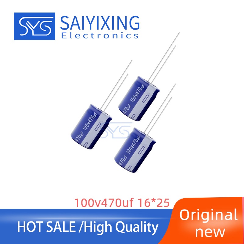 5pcs Original 100v 470uf 16x25 ปลั๊กตรงอลูมิเนียม Electrolytic Capacitor 470UF100V 16 * 25