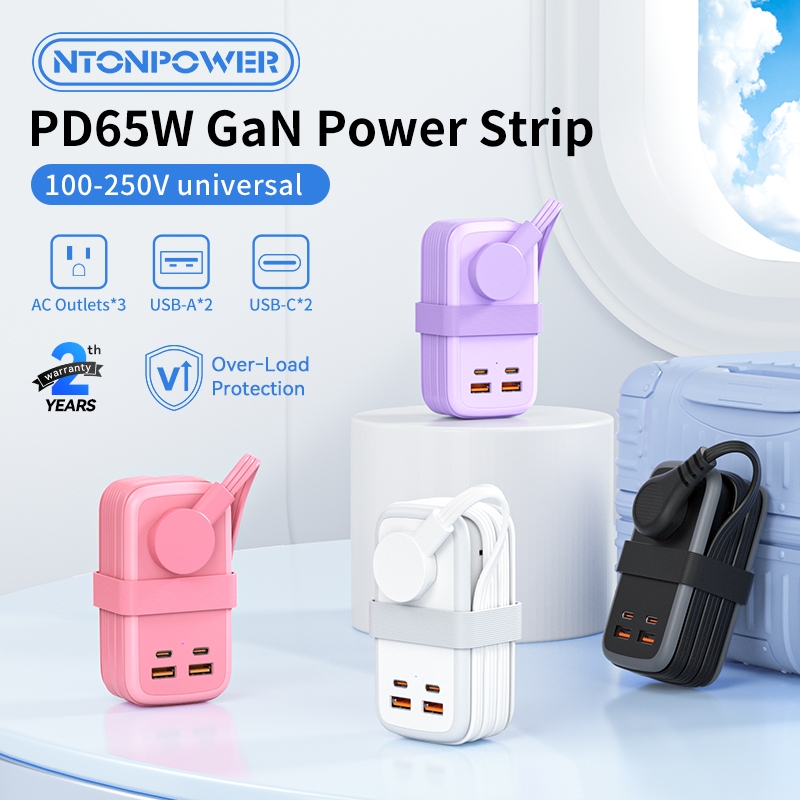 ORICO-NTONPOWER 7 in 1 สายไฟแบบพกพา Travel Power Strip GAN Ultra 65W/100W USB Fast Charging Station 