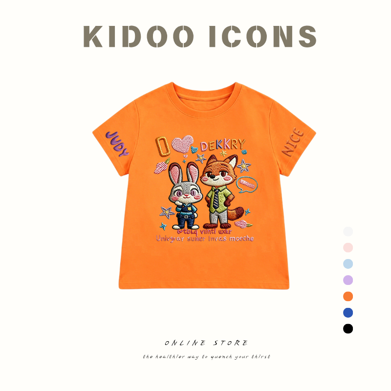 KIDOO ICONS เสื้อยืดเด็กคอกลม แขนสั้น ผ้าฝ้าย100% ลายการ์ตูนซูโอโทเปีย น่ารัก สไตล์เกาหลี #A01+5679