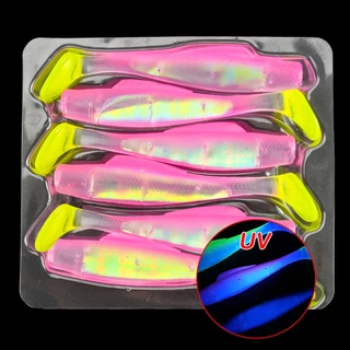 6PCS ใหม่ UV GLOW SWIMBAIT Zman TPR พลาสติกลอยนุ่ม 8 ซม.Paddle Tail SOFT bait WORM ตกปลา Tackle