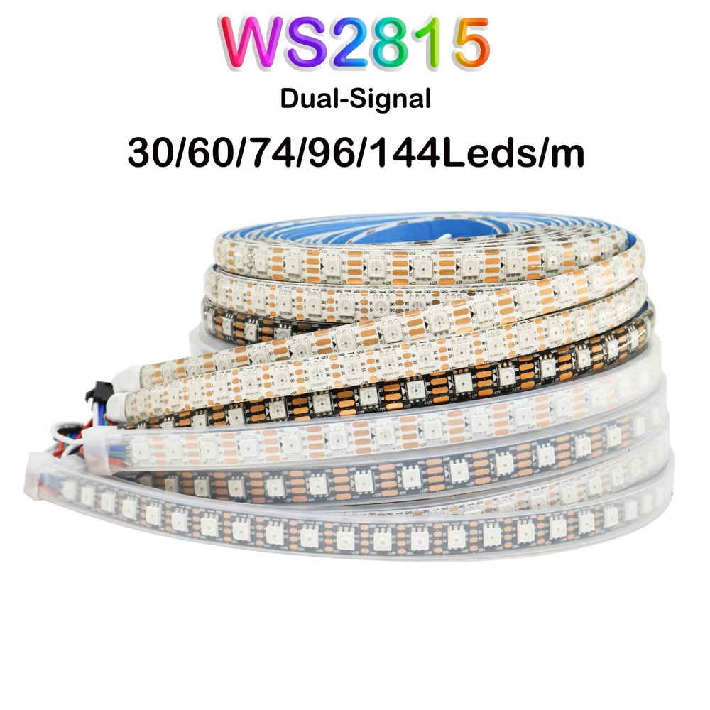 DC12V WS2815 5050SMD RGB ไฟ LED Strip WS2812B แอดเดรส 74/96 พิกเซล/m WS2812 Dual-Signal เทป