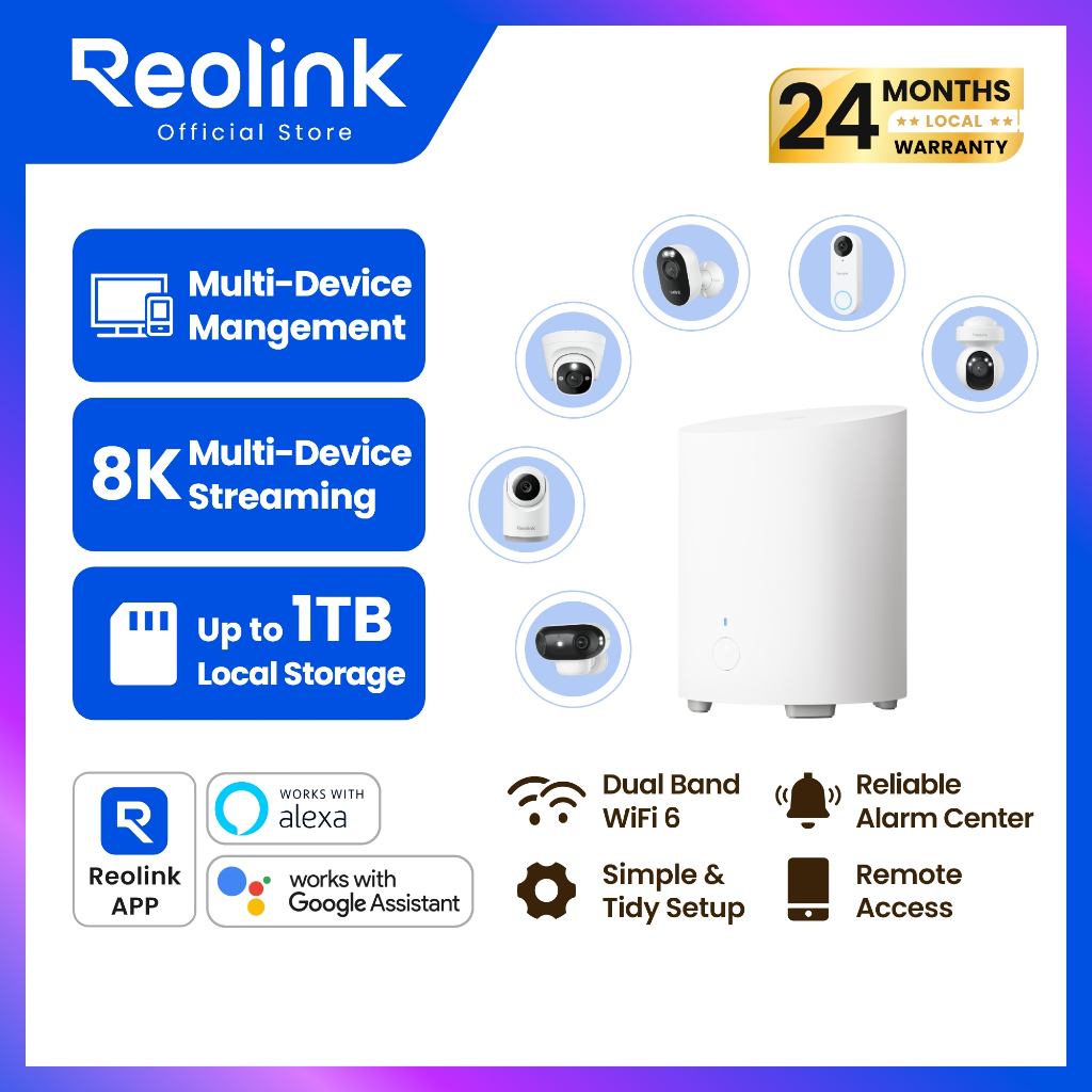 REOLINK Home Hub Mini ศูนย์ควบคุมกล้องอัจฉริยะ | รองรับเมมการ์ด | Wi-Fi 2.4/5GHz | ดูออนไลน์ได้