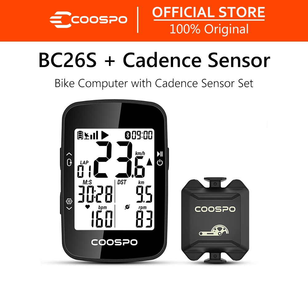 COOSPO BC26S คอมพิวเตอร์จักรยานพร้อมเซ็นเซอร์ Cadence ชุด GPS วงจร Speedometer เครื่องวัดระยะทาง APP Sync Sensor กันน้ําพร้อมขายึด
