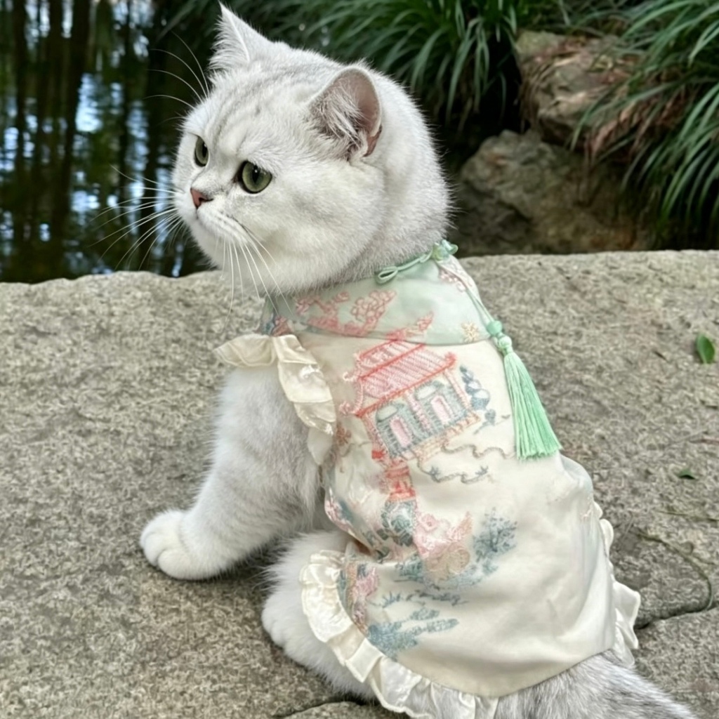 Cat Satin Cheongsam Pet Summer Thin Clothing