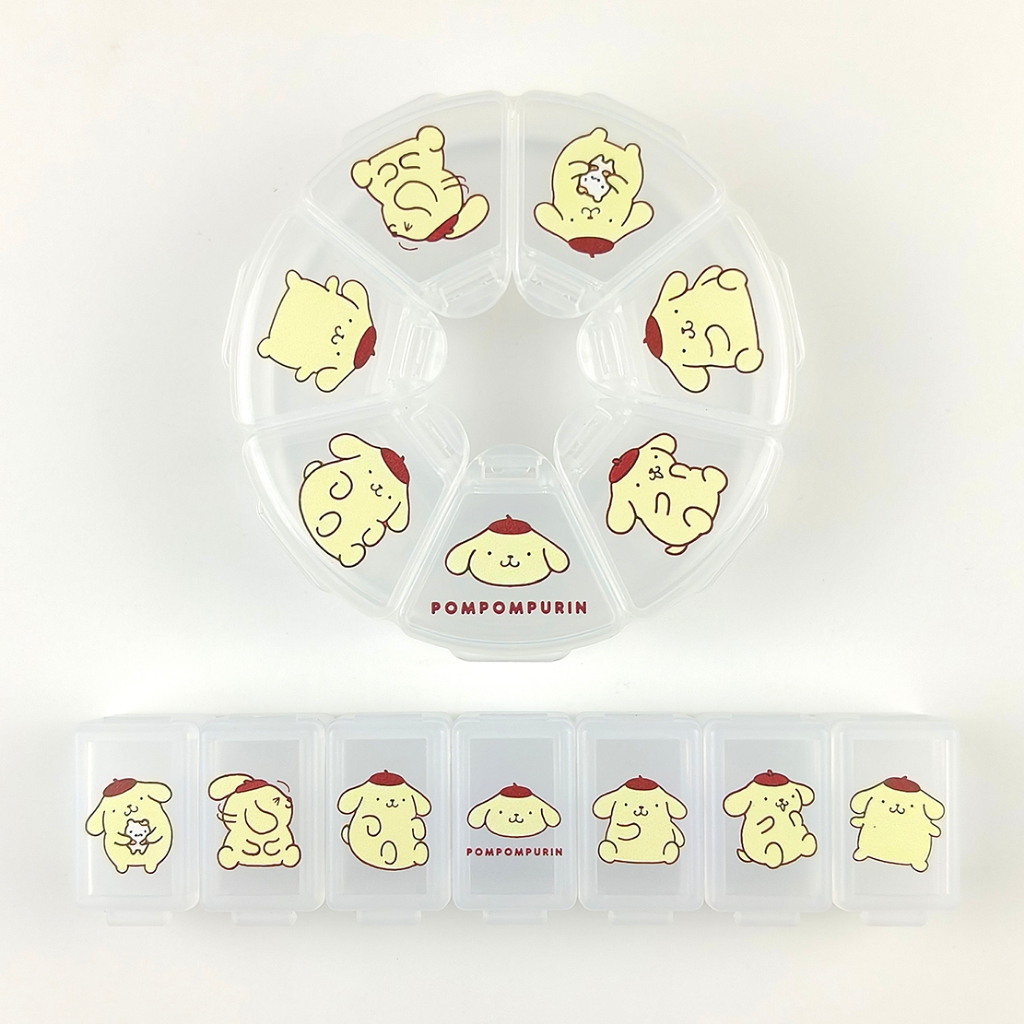 ❤️กล่องใส่ยา❤️Japan Sanrio Pudding Dog 7 Days A Week Travel แบบพกพาที่ถอดออกได้ Combinable Sub-Packi