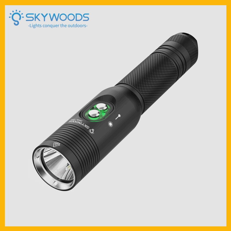 Skywoods D6GL-1200 Diving Light 1200 Lumens With Laser Super Bright Underwater Flashlight IPX8 Water