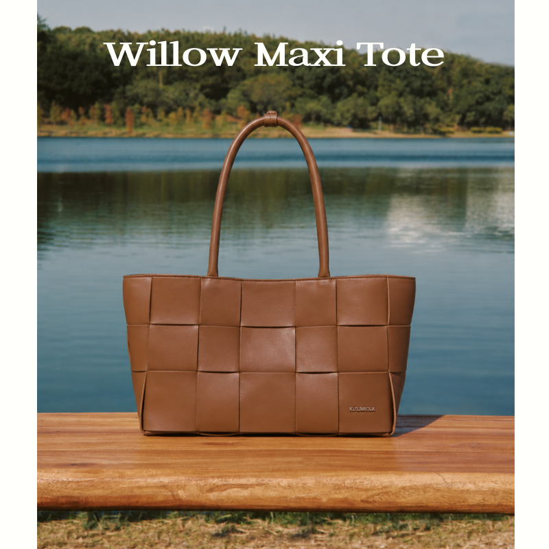 KULIMULA Willow Maxi Tote Bag สีน้ําตาล - รุ่นล่าสุด✨kulimula Willow Maxi Tote Bag ถุงผ้าทอ กระเป๋าส