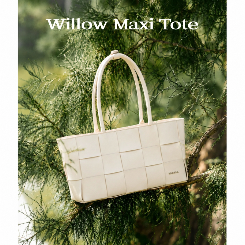 KULIMULA Willow Maxi Tote Bag สีขาว  - รุ่นล่าสุด✨kulimula Willow Maxi Tote Bag ถุงผ้าทอ กระเป๋าสะพา