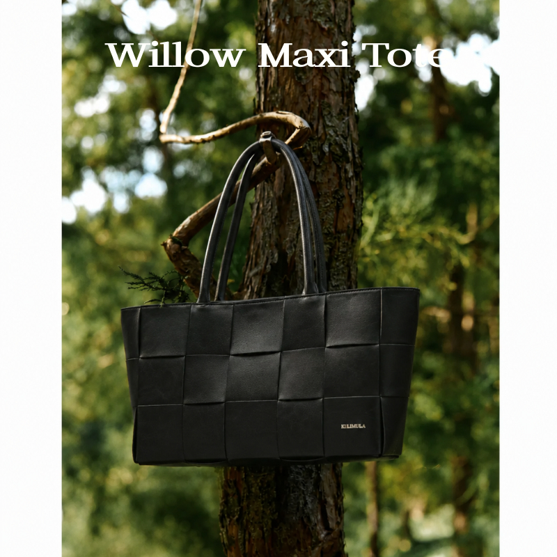 KULIMULA Willow Maxi Tote Bag สีดํา  - รุ่นล่าสุด✨kulimula Willow Maxi Tote Bag ถุงผ้าทอ กระเป๋าสะพา
