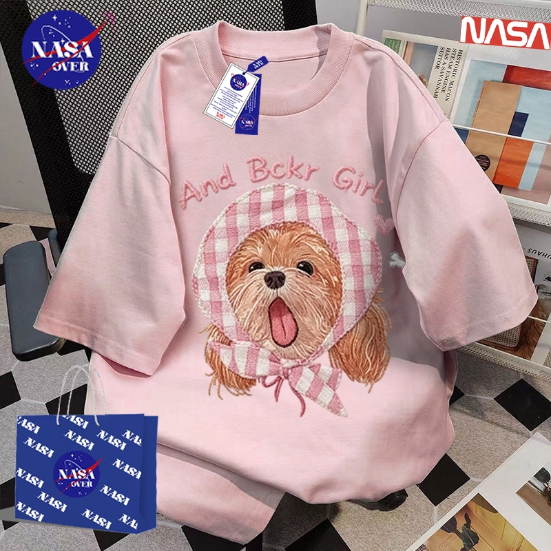 【จัดส่งตลอด 24 ชั่วโมง】🔥NASA การ์ตูนกราฟฟิตี ชุดหน้าร้อน คอกลม เสื้อ 🐶oversize ผู้หญิง tshirt YG3807