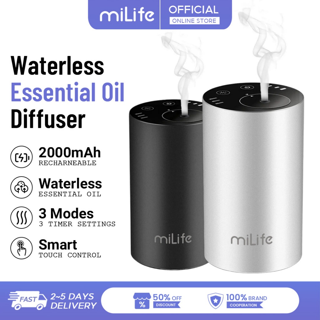 MiLife DA27 Waterless Essential Oil Diffuser แบบพกพา Aromatherapy Diffuser Timer Mini Scent Machine