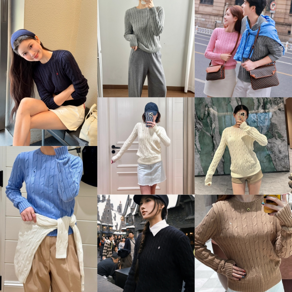 2026 ใหม่ผู้หญิงสาย-ถักผ้าฝ้าย 100% ลูกเรือคอเสื้อกันหนาวม้าขนาดเล็กแขนยาวถักคอ โวลต์ ปักเสื้อสวมหัว