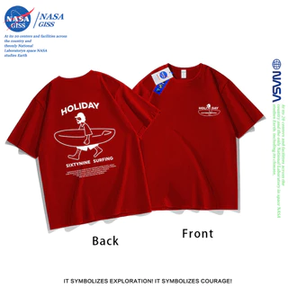 NASA เสื้อยืดชายหญิงแขนสั้น สไตล์ลำลอง summer ท่องวันหยุด พิมพ์ลาย t-shirt แบบหลวม คอกลม ยับยากไม่ต้องรีด
