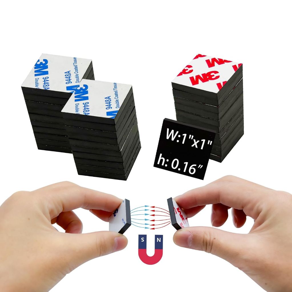 แม่เหล็กจับคู่พร้อมกาว Backing, 10 ชิ้น (5 คู่) Square A + B แม่เหล็กจับคู่ใช้, แม่เหล็กยืดหยุ่นจุดเหนียวสําหรับงานฝีมือ