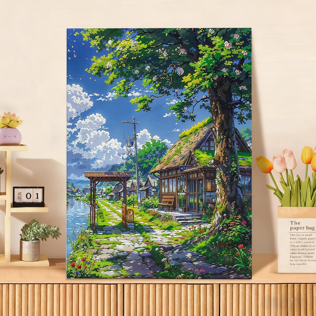 เฟรมผ้าใบระบายสีตามตัวเลขขนาดใหญ่ เซ็ทภาพติดผนัง ชุด paint by number