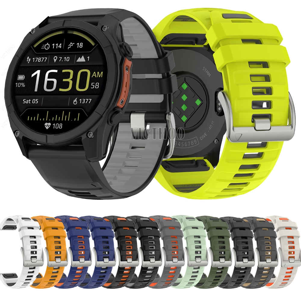 สายนาฬิกายางสําหรับ Garmin Fenix 8 51mm. 47mm/ 7X pro / 6 / 5X Plus / Fenix3 hr / Forerunner 970 965 945 935
