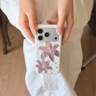 สําหรับIphone Case 17 Pro Max 16 Pro Max 15 Pro Maxลายสก๊อตสีชมพูLilyเคสโทรศัพท์