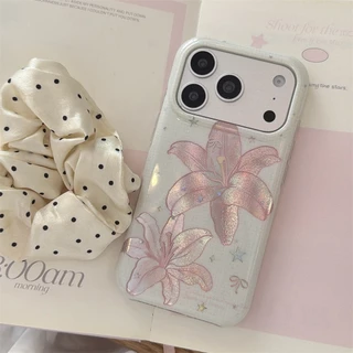 สําหรับIphone Case 17 Pro Max 16 Pro Max 15 Pro Maxลายสก๊อตสีชมพูLilyเคสโทรศัพท์