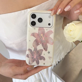 สําหรับIphone Case 17 Pro Max 16 Pro Max 15 Pro Maxลายสก๊อตสีชมพูLilyเคสโทรศัพท์