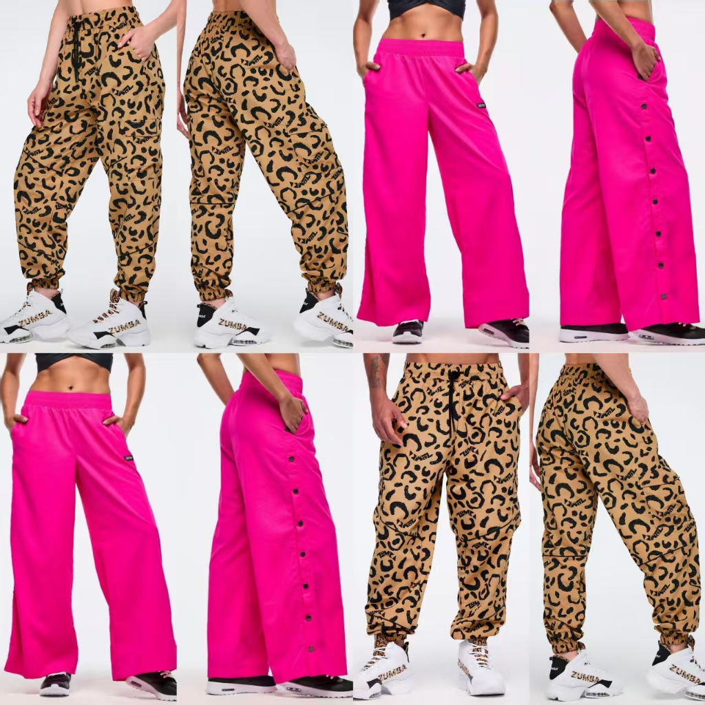 ZUMBA 2026 สไตล์ใหม่ Quick-Drying กางเกงเรืองแสงสีชมพูพร้อมสต็อกเสือดาวพิมพ์กางเกง ZUMBA ผู้ชายเสื้อผ้าออกกําลังกายของผู้หญิงสามารถจัดส่งได้อย่างรวดเร็ว
