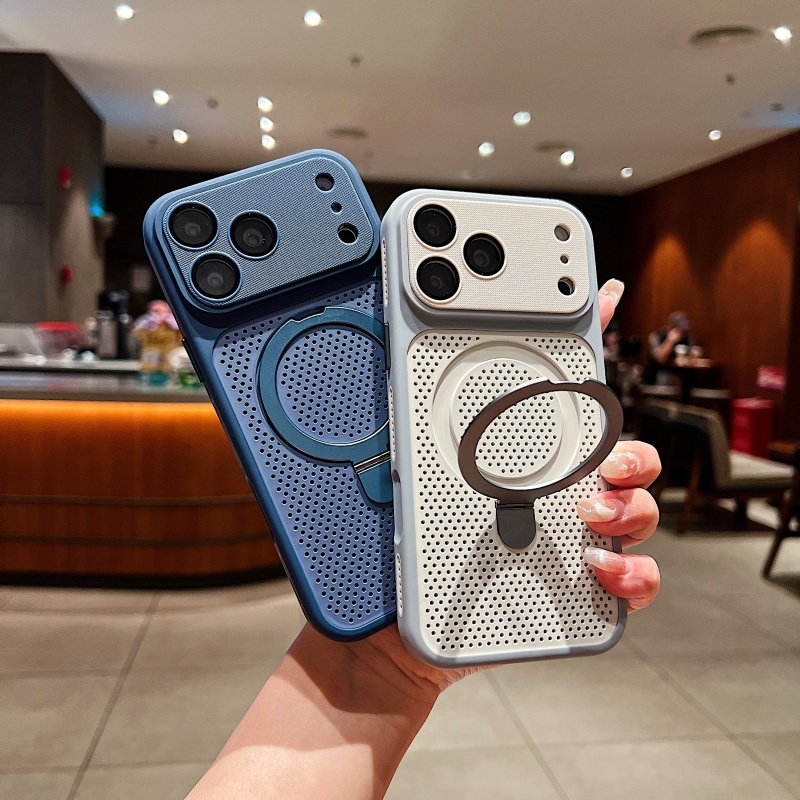 ฤดูร้อนกระจายความร้อนตาข่ายวงเล็บหน้าต่างขนาดใหญ่เคสโทรศัพท์แม่เหล็กเหมาะสําหรับ ไอโฟน 12 13 14 15 16 17 มือโปร สูงสุด เลนส์รวมทุกอย่างป้องกันการตกฝาครอบซิลิโ