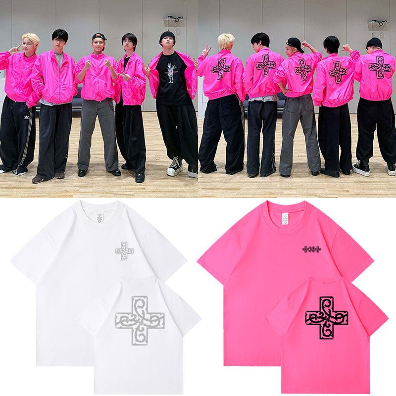 TXT "7th Anniversary" แรงบันดาลใจเสื้อยืด, Unisex ผ้าฝ้ายขนาดใหญ่ Tee, Kpop Boy Group Merch, ผ้าระบา