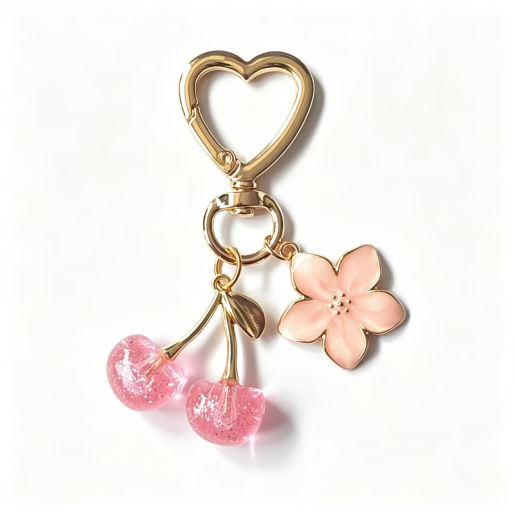 เชียงใหม่สไตล์เดียวกันGlitter CherryพวงกุญแจCherry Blossomจี้แฟนของขวัญNiche INSสไตล์Key Chainรถกระเป๋าแขวนDual-ใช้