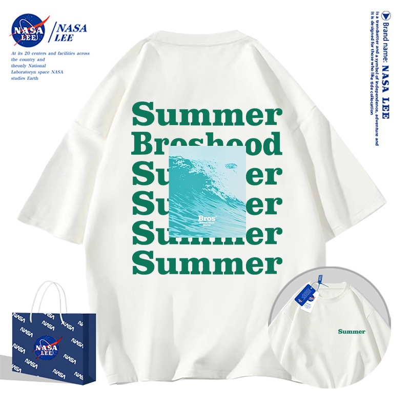 เสื้อ NASA LEE 2026 สไตล์ Summer ทะเล ลายคลื่นสีเขียว - ผ้ารองเท้าคอตตอนนุ่มใส่สบาย สำหรับเด็กชายและเด็กหญิง