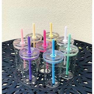 🔥แก้วมีหลอด 450ml ใหม่ปี 2026 แก้วโบโรซิลิเกต กันร้อน ทนความร้อนสูง สีพาสเทลใส หลายสีให้เลือก