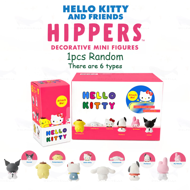 1 ชิ้นสุ่ม HIPPERS HELLO KITTY AND FRIENDS Series Mini Figure Blind box น่ารัก Hippers ตกแต่ง Line up: มี 6 ชนิด