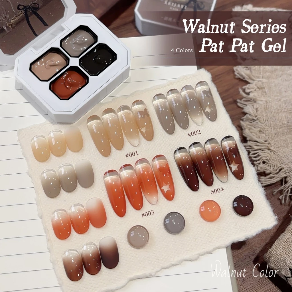 XEIJAYI-Caramel Orange Red Gradient Gel Nail Polish ชุด 4 สี เหมาะสำหรับใช้ในชีวิตประจำวัน