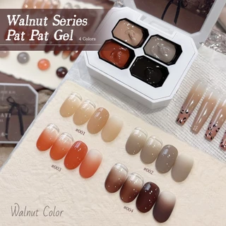 XEIJAYI-Caramel Orange Red Gradient Gel Nail Polish ชุด 4 สี เหมาะสำหรับใช้ในชีวิตประจำวัน