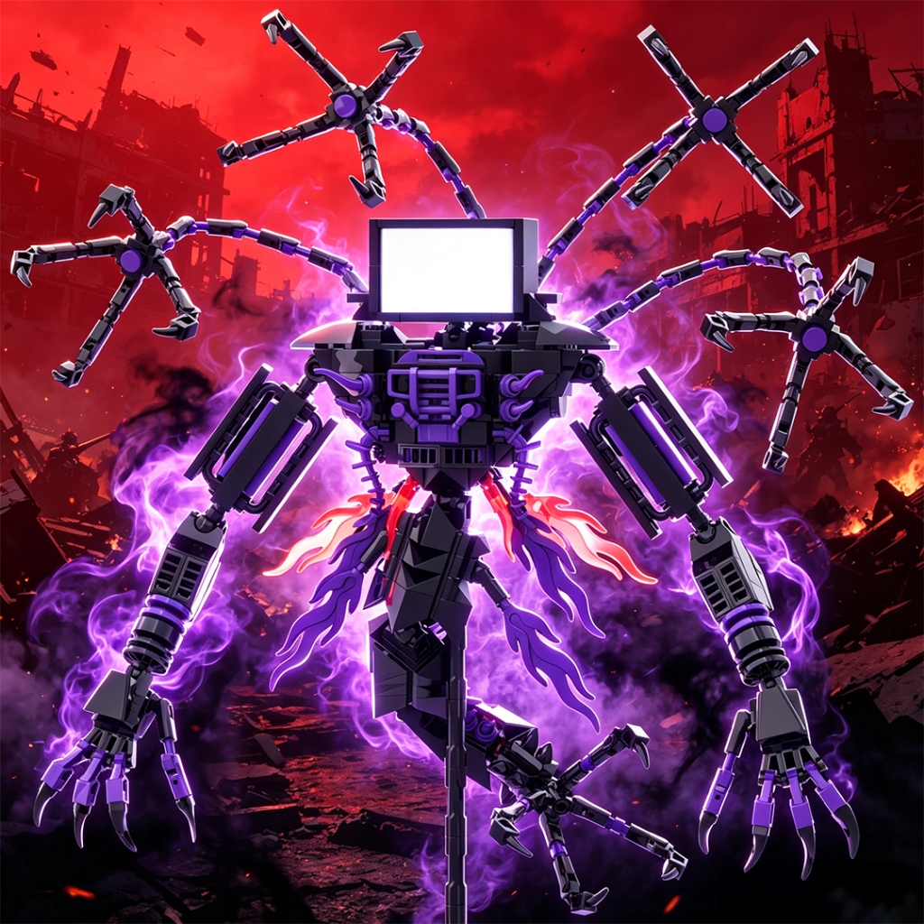 [ของเล่นห้องน้ําskibidi] Titan Orangutan เปลวไฟสีแดง Audioman ห้องน้ํา Man VS Monitor Man Building Block ประกอบของเล่น