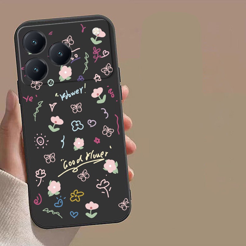 TECNO Spark 50 4G spark50 เคสแฟชั่นมีสไตล์เคสดอกไม้ Frosted Liquid Silicon Soft Casing Cover