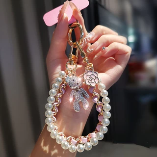 น่ารักๆจี้ห้อยหนังมุกเย็บโทรศัพท์ รุนแรง หมี phone charm สายห้อยโทรศัพท์ ที่ห้อยสายคล้องคอโทรศัพท์ พวงกุญแจสายรัดข้อมือ