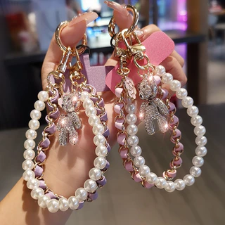 น่ารักๆจี้ห้อยหนังมุกเย็บโทรศัพท์ รุนแรง หมี phone charm สายห้อยโทรศัพท์ ที่ห้อยสายคล้องคอโทรศัพท์ พวงกุญแจสายรัดข้อมือ