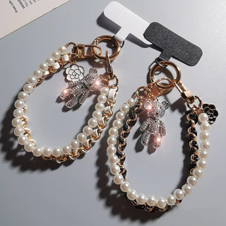 น่ารักๆจี้ห้อยหนังมุกเย็บโทรศัพท์ รุนแรง หมี phone charm สายห้อยโทรศัพท์ ที่ห้อยสายคล้องคอโทรศัพท์ พวงกุญแจสายรัดข้อมือ